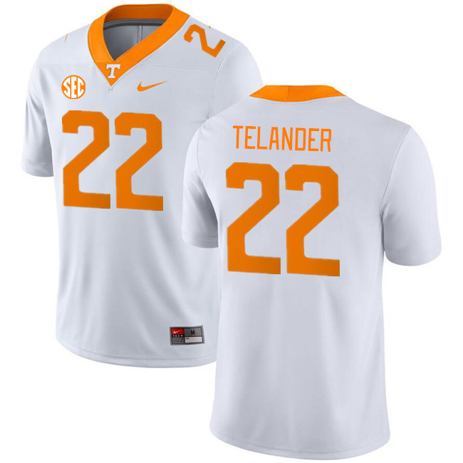 Men #22 Jeremiah Telander Tennessee Volunteers College Football Jerseys Stitched Sale-White - Click Image to Close